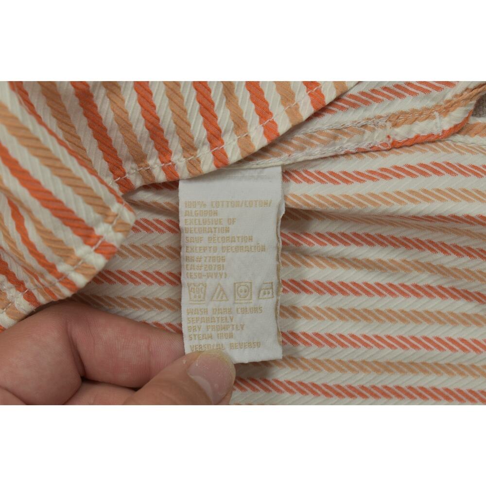 Tommy Hilfiger Woman Size 20 Button Down Shirt Orange White Vertical Stripe Seer - Picture 7 of 8